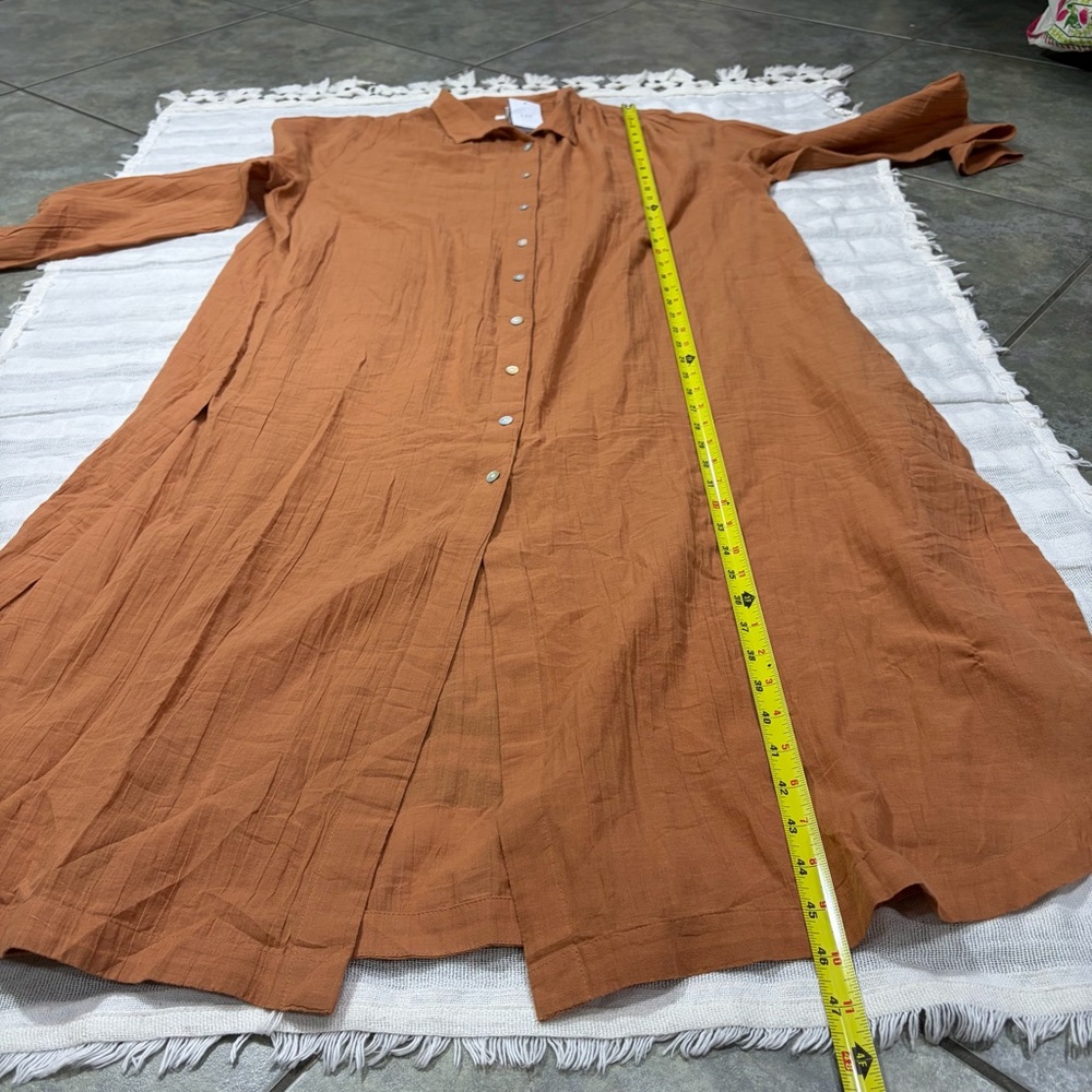 NWT J.JILL CINNAMON LONG SHIRTTAIL TUNIC TOP SHIRT LONG SLEEVE MAXI DRESS SZ M - Picture 10 of 12